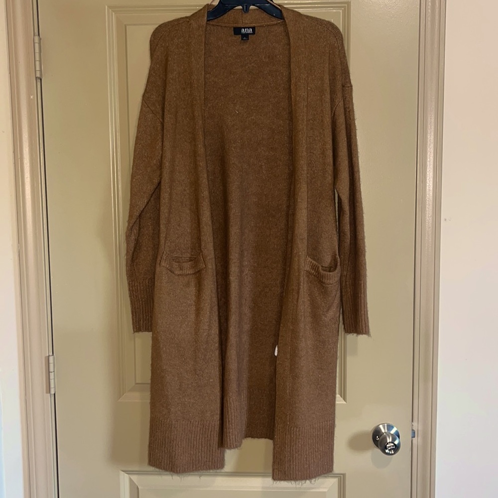 a.n.a. Open front long line cardigan. Size large.
